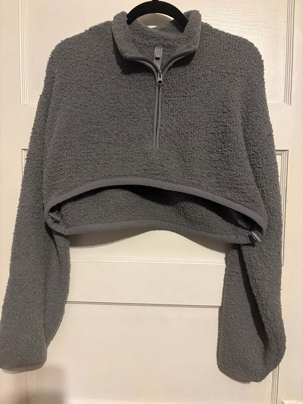 SKIMS Cozy Knit Half Zip Cropped Pullover Size S/M Gray Teddy